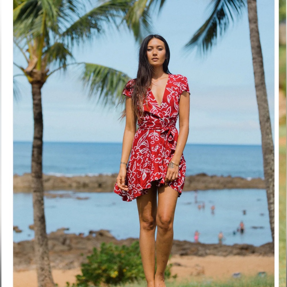 Xix palms wrap midi dress